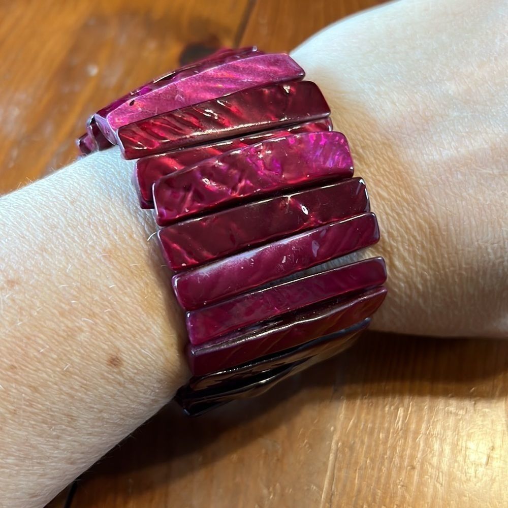 Bundle Sale 3 for $15 | Dark Ruby Colored | Mother of Pearl Shell Bracelet - Picture 7 of 10
